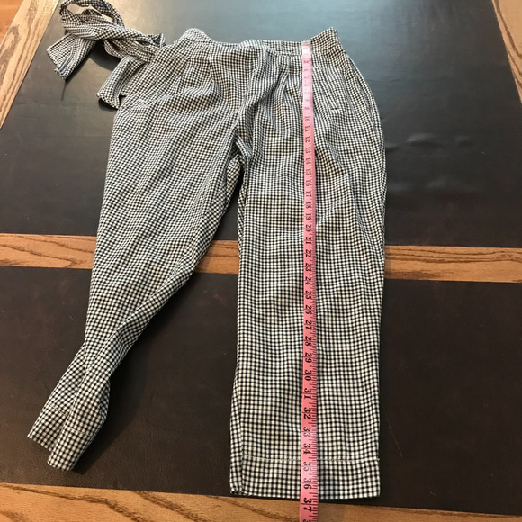Anthropologie Cartonnier Tie-Waist Black/White Gingham Trousers - Size 10 - Picture 6 of 10